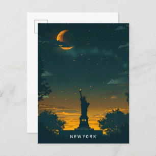 Night in New York USA Travel Postcard