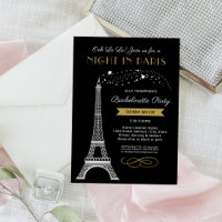 Night in Paris Eiffel Tower Gold Bachelorette
