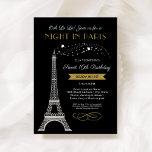 Night in Paris Eiffel Tower Gold Sweet 16 Birthday Invitation<br><div class="desc">Ooh La La! This "Night in Paris" French inspired Sweet 16 Birthday Party invitation features a sparkling faux silver glitter Eiffel Tower and a chic colour scheme of antique gold, black and white. The elegant and stylish text can be completely personalised with the birthday girl's name your preferred wording for...</div>