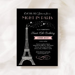 Night in Paris Eiffel Tower Sweet 16 Birthday Invitation<br><div class="desc">Ooh La La! This "Night in Paris" French inspired Sweet 16 Birthday Party invitation features a sparkling faux silver glitter Eiffel Tower and a chic colour scheme of light pink, black. The elegant and stylish text can be completely personalised with the birthday girl's name your preferred wording for her special...</div>