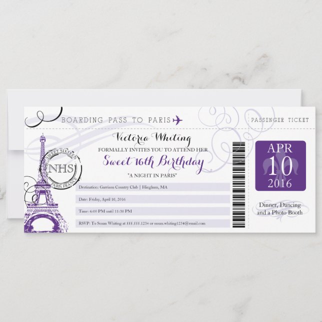 Night in Paris | Sweet 16 Birthday Invitation (Front)