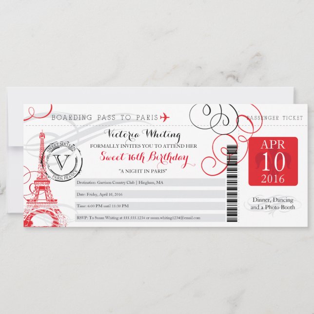 Night in Paris | Sweet 16 Birthday Invitation (Front)