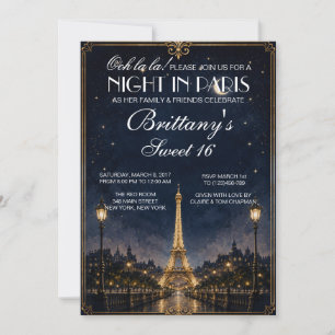 Night in Paris Sweet 16 Custom Invitation