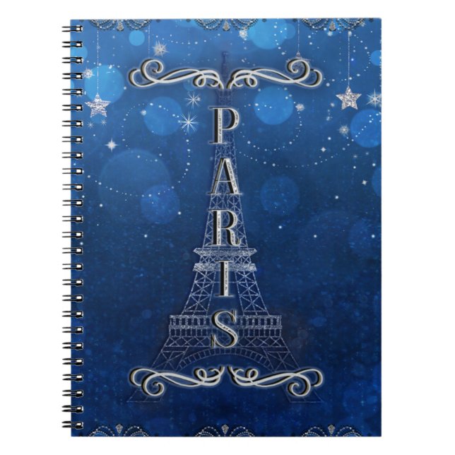 Night In Paris Under the Stars Whimsical Starry Notebook (Front)