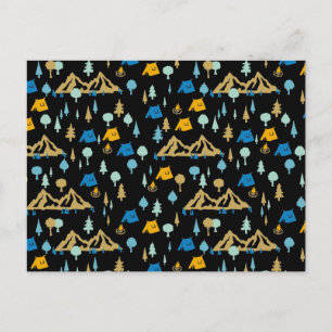 Night in Summer Forest Camping Postcard