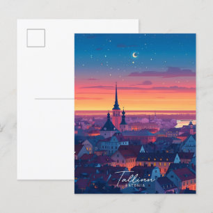 Night in Tallinn Estonia Travel Postcard