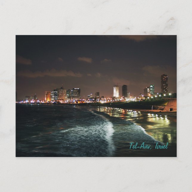 Night in Tel Aviv, Israel Postcard (Front)