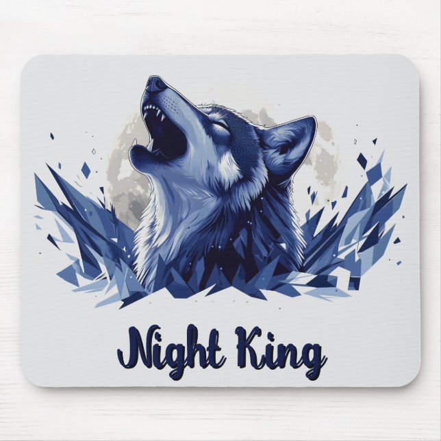 Night King - Howling Wolf with Moon Mouse Pad (Front)
