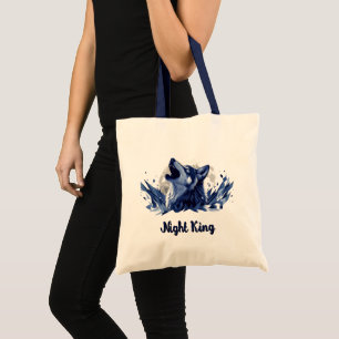 Night King - Howling Wolf with Moon Tote Bag