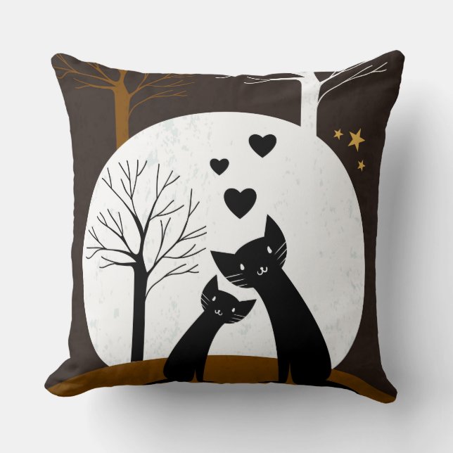Night Kittens Decorative Pillow (Front)