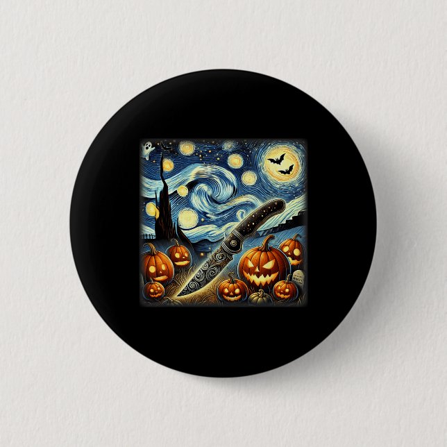 Night Knife Chef Halloween  6 Cm Round Badge (Front)