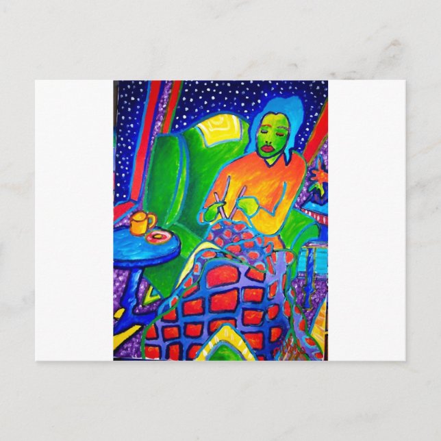 Night Knitting by Piliero Postcard (Front)