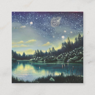 Night Lake Graphic Square Business Card