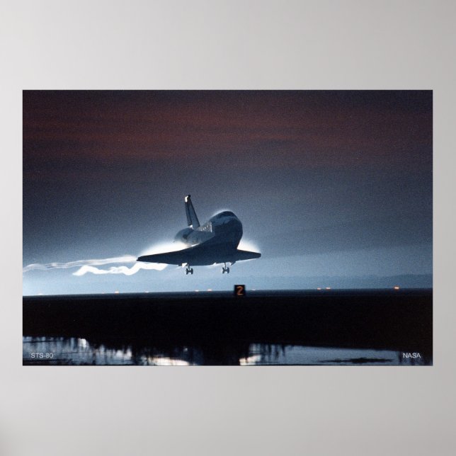 Night Landing of the Space Shuttle STS-80 Poster (Front)