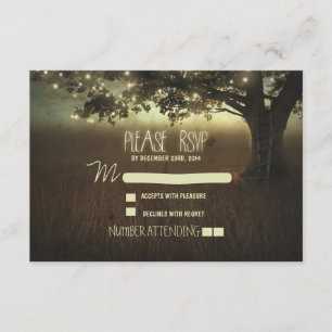 night lanterns romantic wedding RSVP card