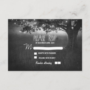 night lanterns romantic wedding RSVP card