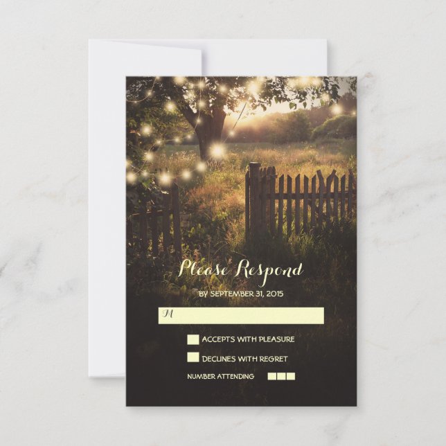 night lanterns romantic wedding RSVP card (Front)