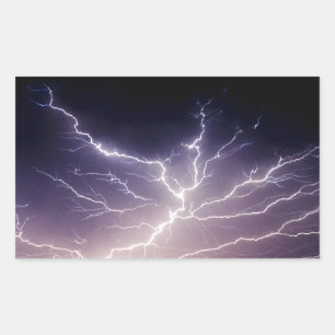 Night Lightning Rectangular Sticker