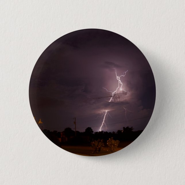 Night lightning Storm clouds 6 Cm Round Badge (Front)