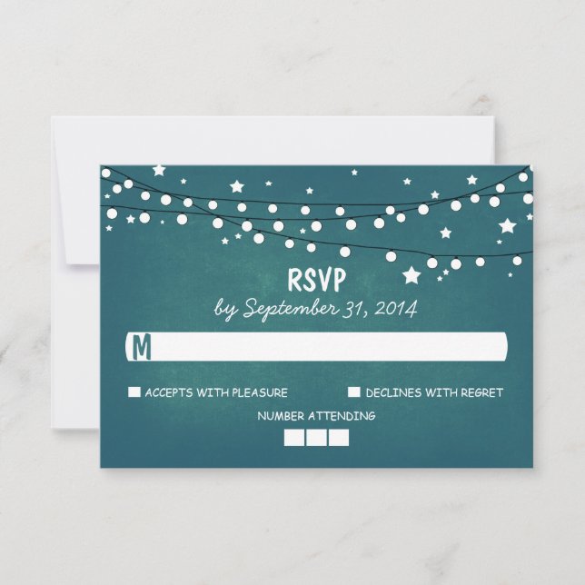 Night Lights and Stars Modern Wedding RSVP Card (Front)