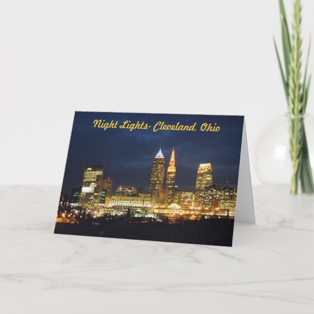 Night Lights Cleveland Greeting Card (Front)