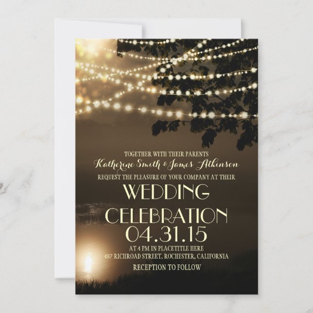 night lights nature inspired wedding invitation (Front)