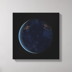 Night Lights on Planet Earth (Western Hemisphere) Canvas Print