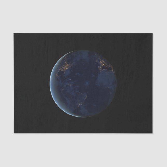 Night Lights on Planet Earth (Western Hemisphere) Tissue Paper (Front)