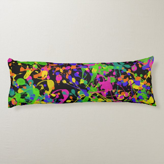 Night Lights Paint Splatter Body Cushion (Back)