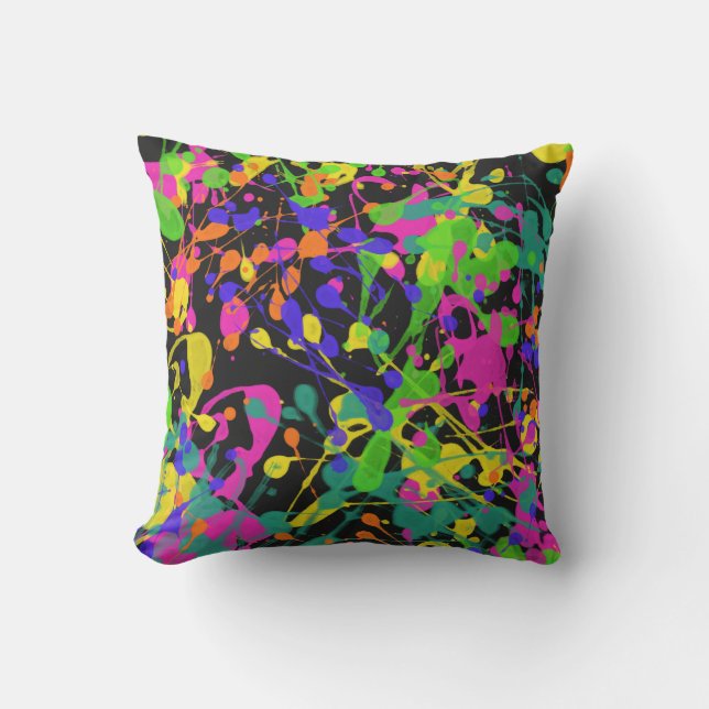Night Lights Paint Splatter Outdoor Cushion (Front)