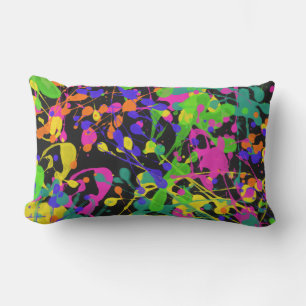 Night Lights Paint Splatter Outdoor Cushion