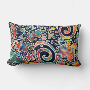 Night Lights Reflection Original Abstract Artwork Lumbar Cushion