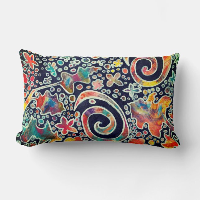 Night Lights Reflection Original Abstract Artwork Lumbar Cushion (Front)