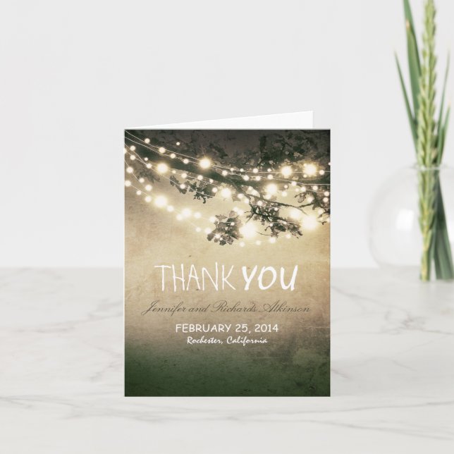 night lights rustic thank you cards (Front)