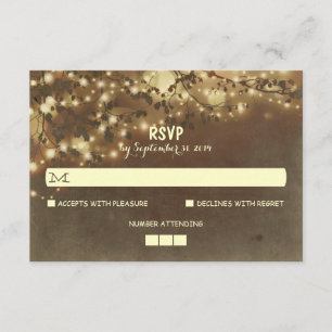 Night Lights Rustic Wedding RSVP Cards