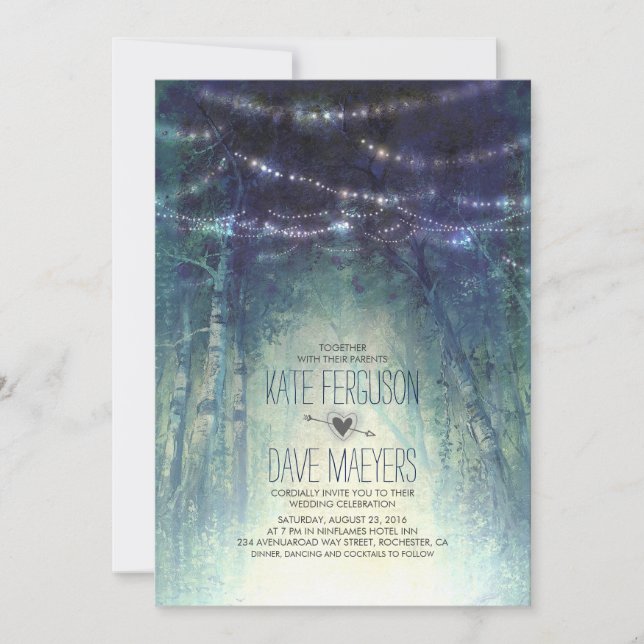 Night Lights Rustic Woodland Wedding Invitations (Front)