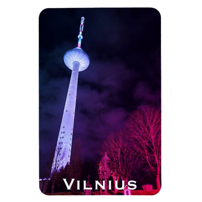 Night Lights, Soviet Heights: Vilnius TV Tower Magnet (Vertical)