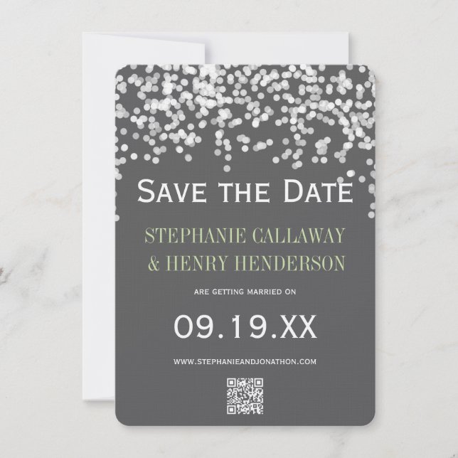 Night Lights Star Lights Yellow Grey Save the Date Invitation (Front)