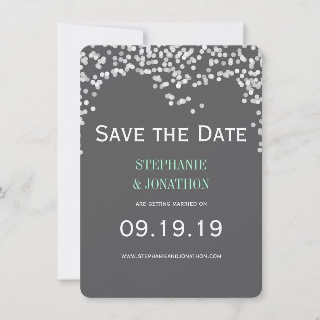 Night Lights Star Lights Yellow Grey Save the Date Invitation (Front)