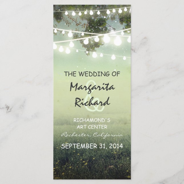 night lights wedding programs whimsical cards (Front)