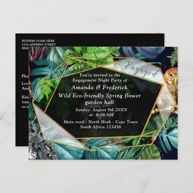 Night-live party celebration Invitation Postcard (Front/Back)