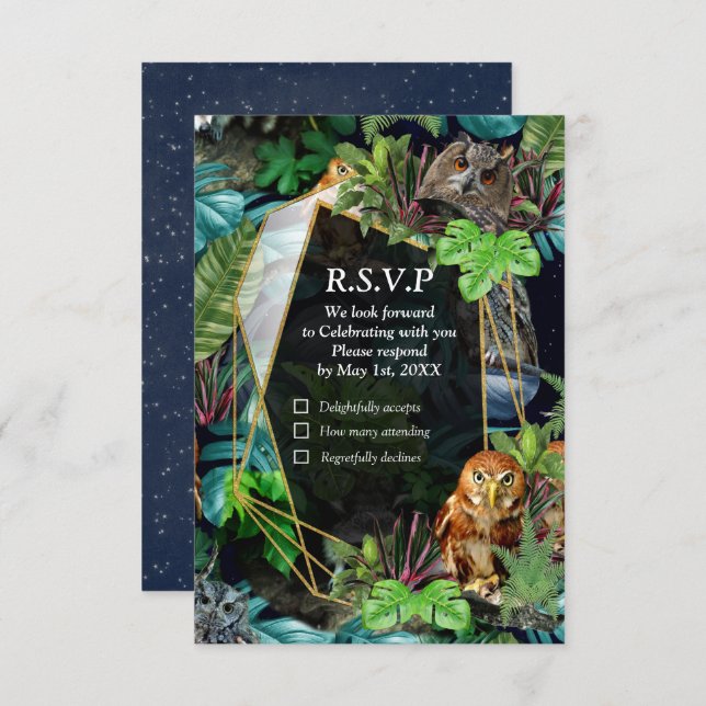 Night-live party celebration theme RSVP card (Front/Back)