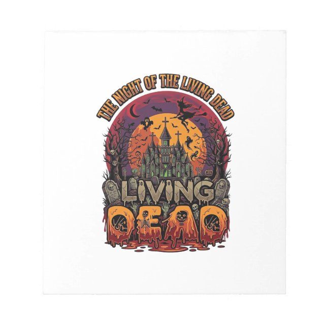 Night Living Dead Halloween Haunted House Witch Sk Notepad (Front)