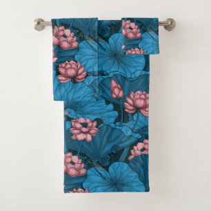 Night lotus garden bath towel set