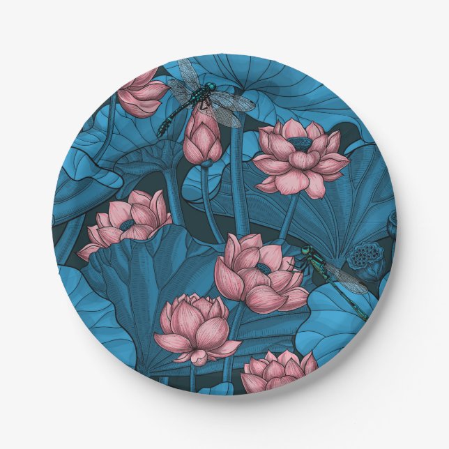 Night lotus garden paper plate (Front)