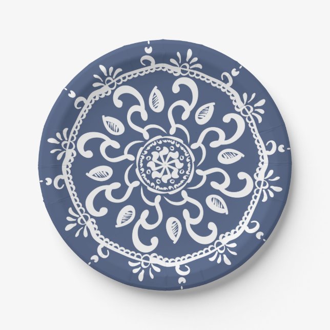 Night Mandala Paper Plate (Front)