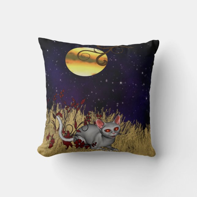 Night Moon Cat Halloween Pillow (Front)
