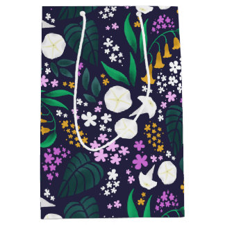 Night Moon Garden Floral Botanical Pattern Medium Gift Bag