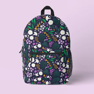 Night Moon Garden Floral Botanical Pattern Printed Backpack