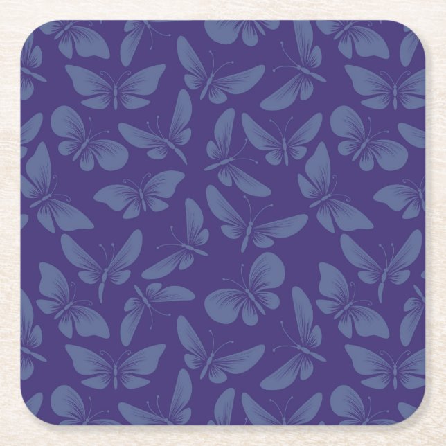night moth butterflies background square paper coaster (Front)